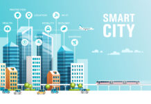 Giving communities real-time information on infrastructure Smart city graphic illustration