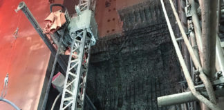 Removing a large water intake and concrete pier poses environmental challenges hydrodemolition