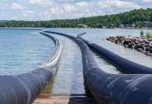 Two excavators recovered from water at Thornbury wastewater outfall project outfall-pipes-Georgian-Bay